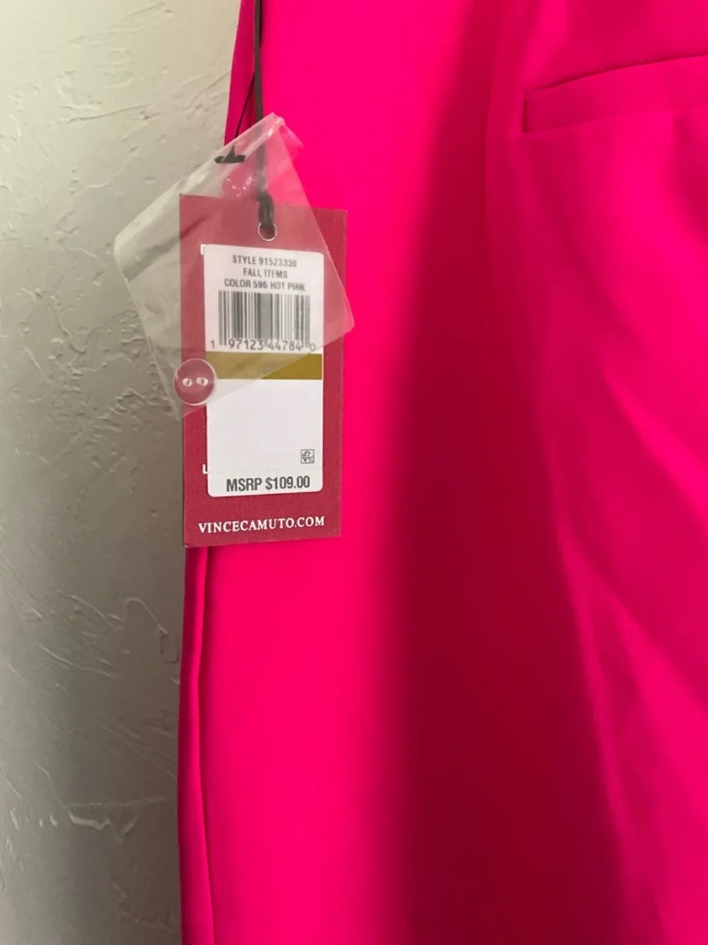 Vince Camuto Hot Pink Slim Leg Cuffed Ankle Trousers 14